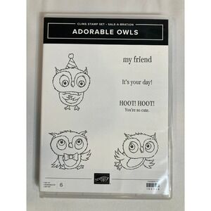 Stampin Up Adorable Owls Cling Stamp Set Sale-A-Bration‎ New